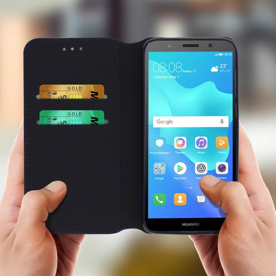 Coque Convient pour Huawei Y5 2018/ Honor 7S portefeuille à rabat, support  vidéo bleu | bol.com