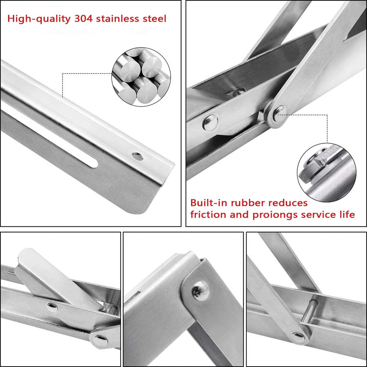 Toirxarn 16 inch opvouwbare plankbeugels - robuust roestvrij staal, inklapbare plankbeugel voor wandmontage bureau, opvouwbare aanrechtverlenging, werkbank doe-het-zelf - pak van 2, maximale