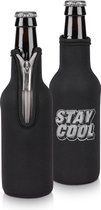 kwmobile 2x flessenkoeler - Koeltas van neopreen voor flessen - geschikt voor 330ml fles flesjes bier en frisdrank - In wit / zwart Stay Cool design