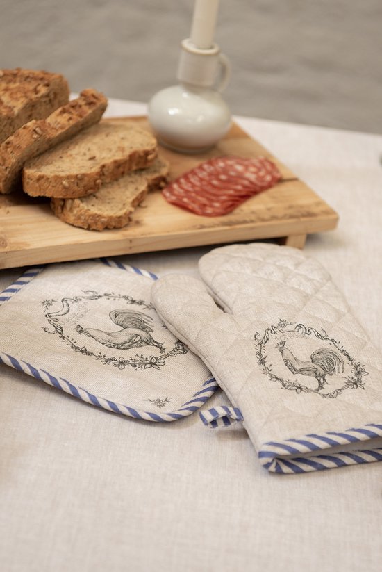 Clayre & Eef Tablier de cuisine 70x85 cm Beige Coton Coq