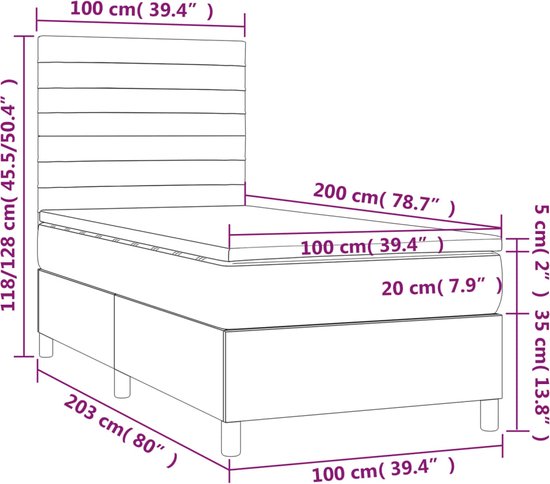 vidaXL - Boxspring - met - matras - fluweel - roze - 100x200 - cm