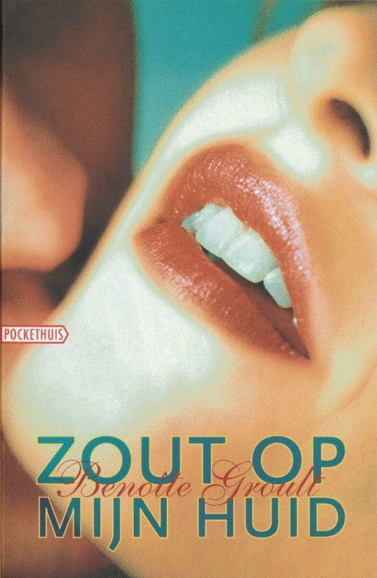Couverture de livre avec gros plan sur des lèvres et le titre ZOUT OP MIJN HUID.