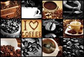 Fotobehang - Vlies Behang - Koffie - I Love Coffee Collage - 208 x 146 cm