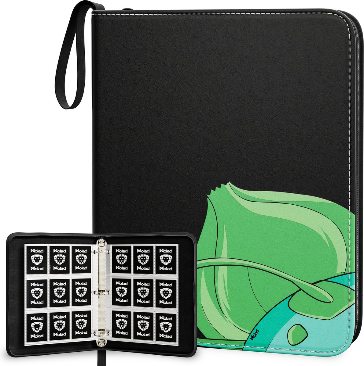 Nolad Verzamelmap kaarten - 900 Kaarten - 100 Pagina’s map - 9 Pocket / vakken - A4 Formaat - Box - Binder - Plant