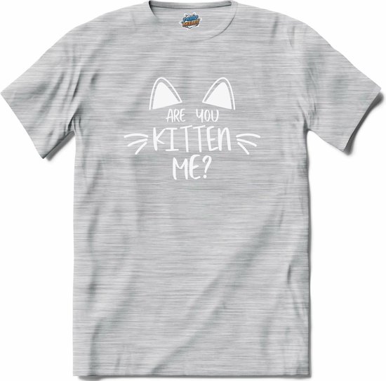 Are You Kitten Me? | Katten - Kat - Cats - T-Shirt - Unisex - Donker Grijs - Gemêleerd - Maat M