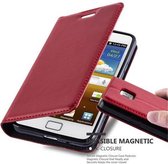 Cadorabo Hoesje geschikt voor Samsung Galaxy S2 / S2 PLUS in APPEL ROOD - Beschermhoes met magnetische sluiting, standfunctie en kaartvakje Book Case Cover Etui