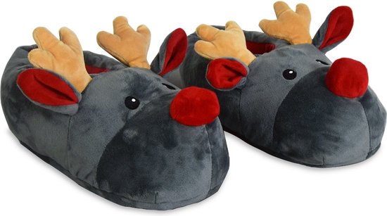 MikaMax Rendier Sloffen - Pantoffels - Kerst pantoffels - Kerstcadeau - One Size Fits All - 33 x 19 x 15 cm