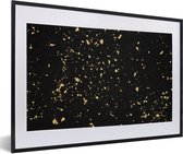 Photo encadrée - Flocons dorés sur fond noir Cadre photo noir avec passe-partout blanc 40x60 60x40 cm - Affiche encadrée (Décoration murale salon / chambre)