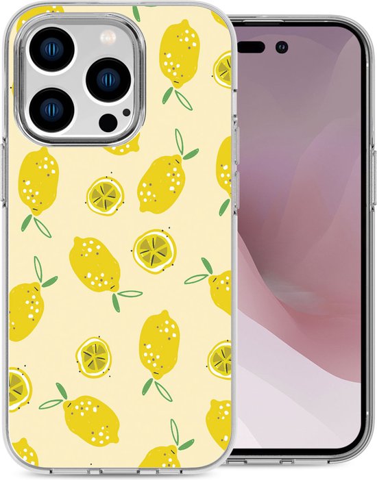 iMoshion Hoesje Geschikt voor iPhone 14 Pro Hoesje Siliconen - iMoshion Design hoesje - Geel / Lemons