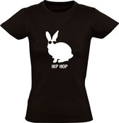T-shirt femme lapin Hip hop | animal domestique | animal | dur | lunettes | drôle | Noir