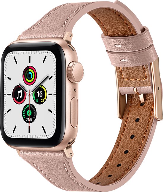 Bracelet Apple Watch Compatible - By Qubix Bracelet cuir - Rose clair - Convient pour Apple Watch 38mm / 40mm / 41mm Smartwatch bracelet cuir cuir iWatch