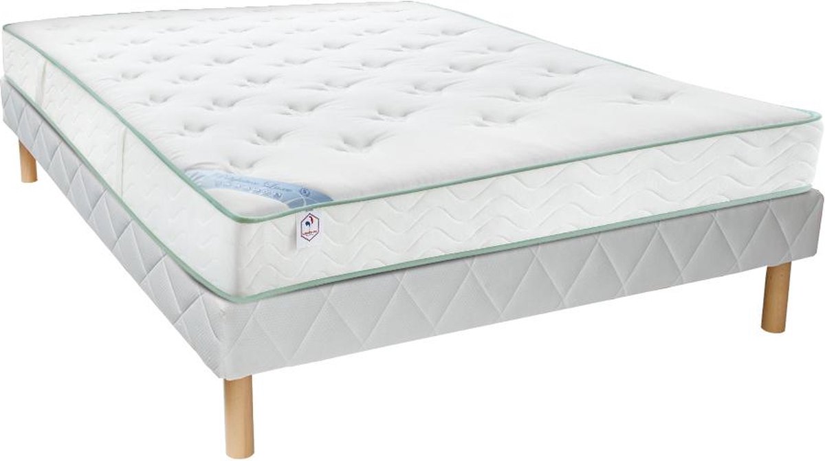 NATUREA Set bedbodem + matras van polylatex uit gerecycleerd materiaal 140 x 190 cm - Dikte 22 cm - PANEO van NATUREA L 190 cm x H 22 cm x D 140 cm