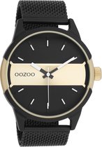 OOZOO Timepieces - Zwart/champagne horloge met zwarte metalen mesh armband - C11108