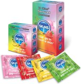 Skins - Condooms - Met 4 Smaken (banaan, munt, aardbei en kauwgom) - 12 stuks | Condooms