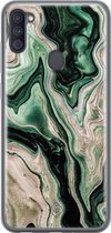 Samsung A11 hoesje siliconen - Groen marmer / Marble | Samsung Galaxy A11 case | groen | TPU backcover transparant
