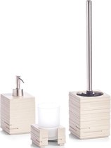 Witte leisteen look badkamer/toilet accessoire set 3-delig - Zeller - Huishouding - Badkameraccessoires/benodigdheden - Toiletaccessoires/benodigdheden