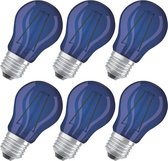 6 stuks Osram LEDlamp gekleurd E27 1.6W Blauw