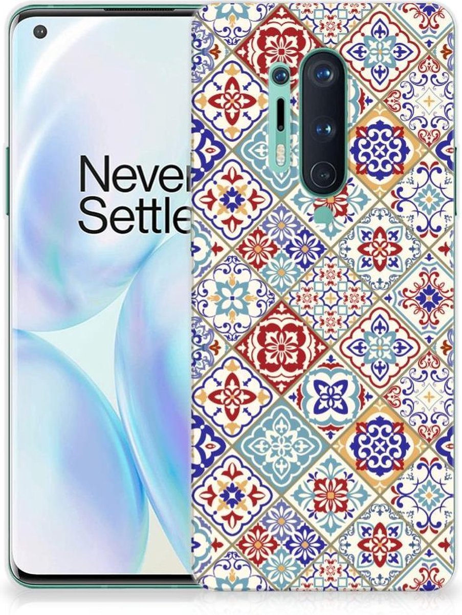 Back Cover voor OnePlus 8 Pro TPU Siliconen Hoesje Tiles Color