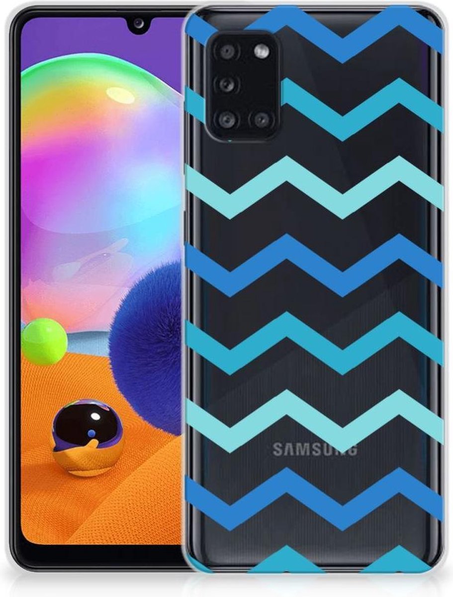 Samsung Galaxy A31 TPU bumper Zigzag Blauw