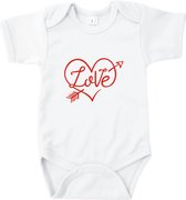 Rompertjes baby met tekst - Love Heart - Romper wit - Maat 50/56