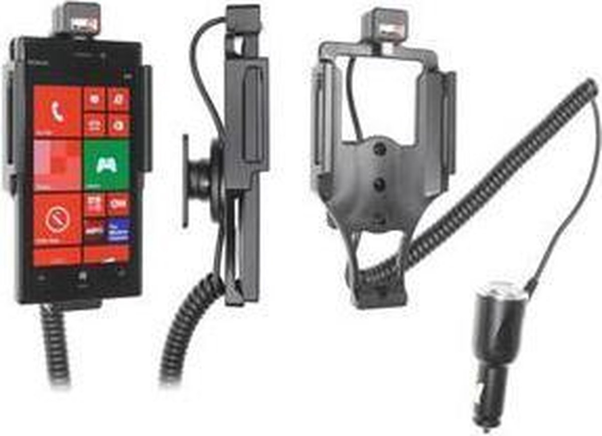 Brodit houder geschikt voor Nokia Lumia 928 Actieve houder met 12/24V lader