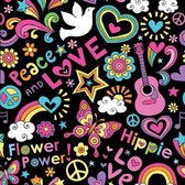 50x sous-bocks Hippie Sixties thème imprimé - Flower Power Party Supplies / Décoration