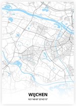 Wijchen plattegrond - A2 poster - Zwart blauwe stijl