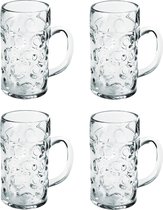 4x Bierpullen/bierglazen halve liter/50 cl/500 ml van onbreekbaar kunststof - 0,5 liter pullen - Bierfeest/Oktoberfest pul - Bierpul glazen – herbruikbare glazen
