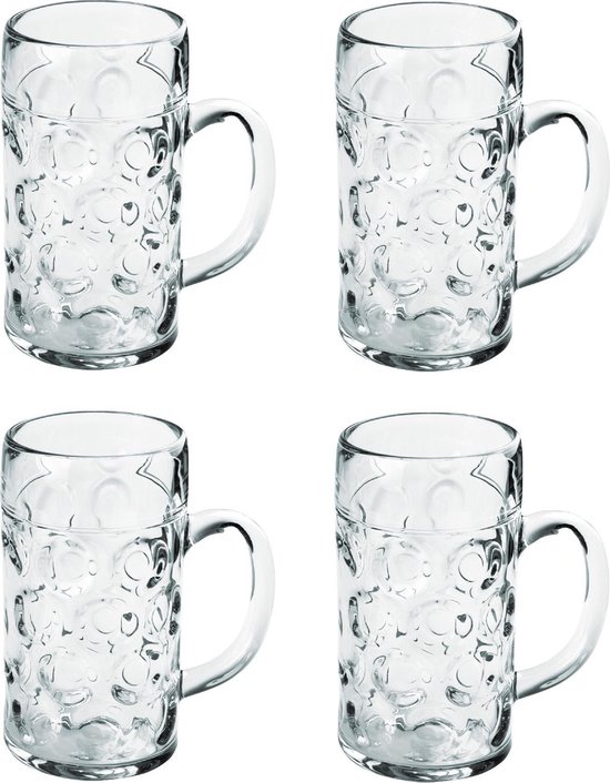 4x Bierpullen/bierglazen halve liter/50 cl/500 ml van onbreekbaar kunststof - | bol.com