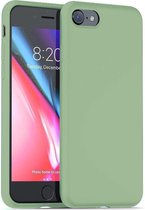 Silicone case geschikt voor Apple iPhone SE 2020 / SE 2022 - lichtgroen + Glazen screen protector