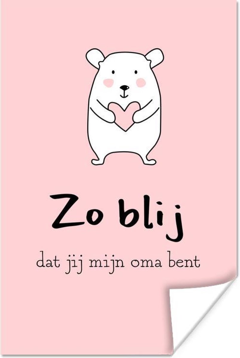 Moederdag presentje voor oma – Zo blij dat jij mijn oma bent – roze poster poster 120x180 cm XXL / Groot formaat!