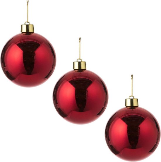 3x kunststof kerstbal rood 20 cm - Groot formaat rode kerstballen | bol.com