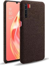 Oppo A91 Stof Hard Back Cover Coffee
