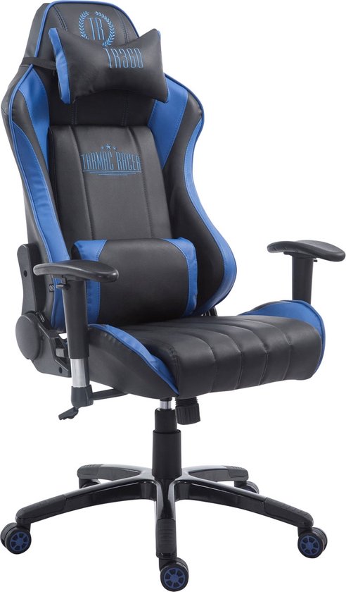 CLP Shift Bureaustoel - Kunstleer zwart/blauw zonder voetensteun