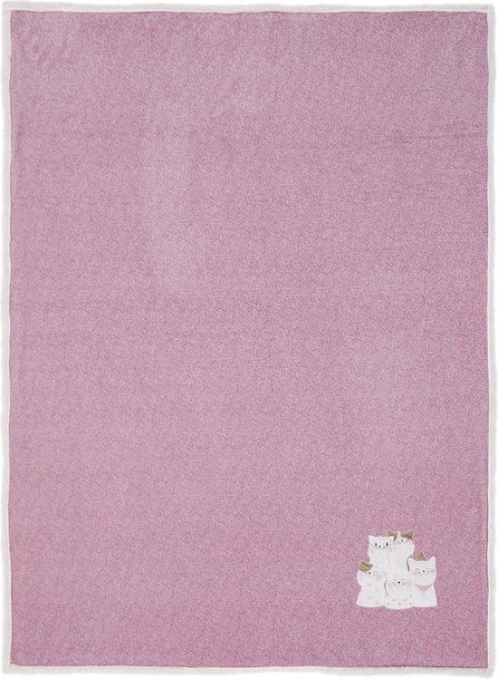 Clayre & Eef Plaid 130x160 cm Roze Polyester Rechthoek Katten Deken