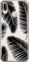 Huawei P20 Lite hoesje siliconen - Palm leaves silhouette | Huawei P20 Lite (2018) case | zwart | TPU backcover transparant