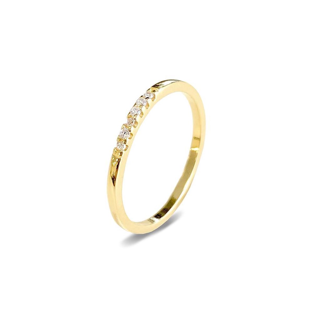 New Bling 9NB-0286 52 Zilveren damesring met zirkonia steentjes - zilver - 6 zirkonia steentjes - maat 52 - Goudkleurig