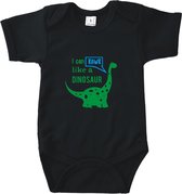 Rompertjes baby met tekst - I can rawr like a dinosaur - Romper zwart - Maat 50/56