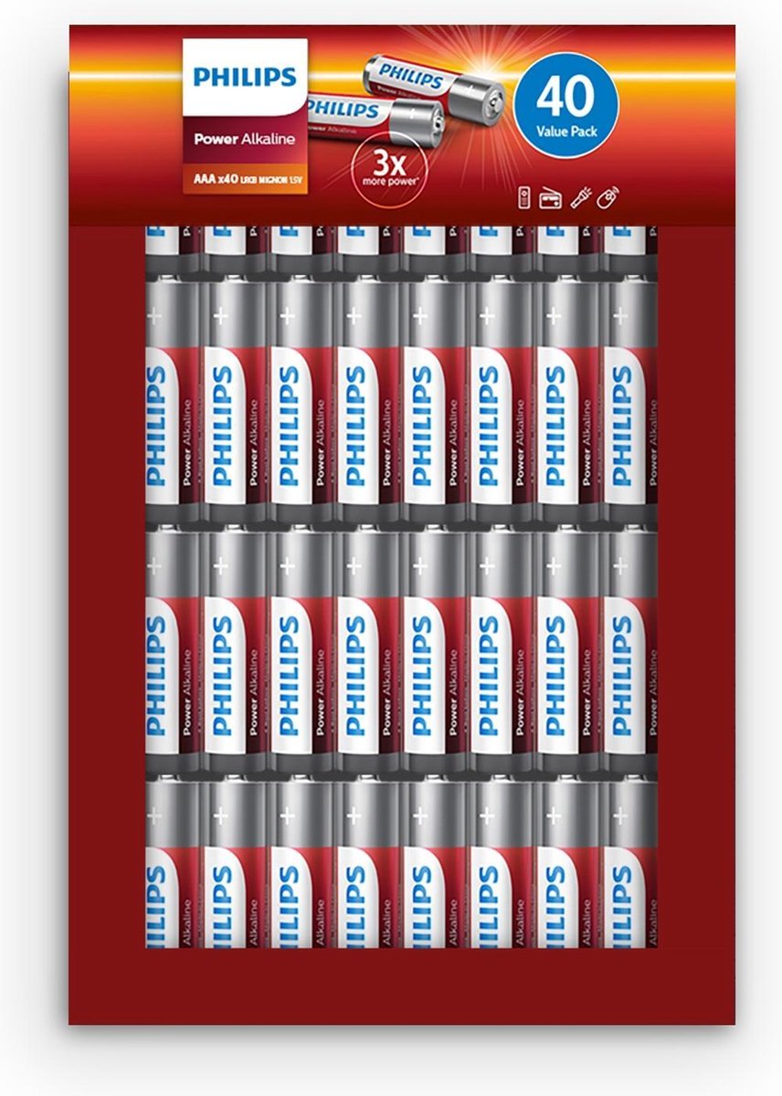 Philips Power Alkaline Batterijen AAA 40-pack