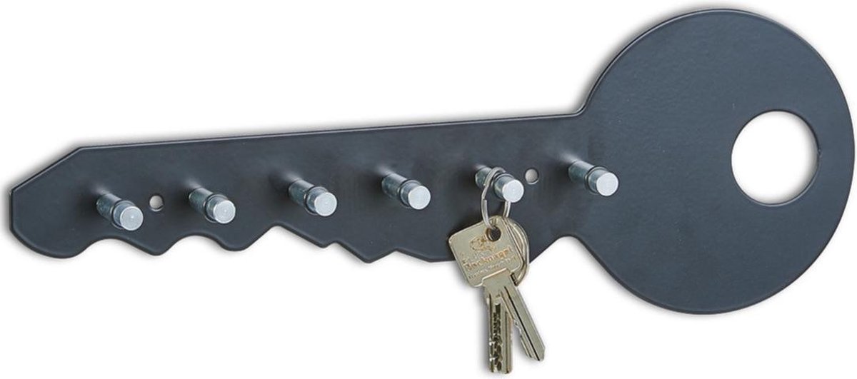 Sleutelrek zwart voor 6 sleutels 35 cm - Huisbenodigdheden - Sleutels ophangen - Sleutelrekjes - Decoratief sleutelrek - 'merkloos''