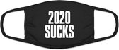 2020 Sucks | grappig mondkapje | gezichtsmasker | bescherming | bedrukt | logo | Zwart mondmasker van katoen, uitwasbaar & herbruikbaar. Geschikt voor OV