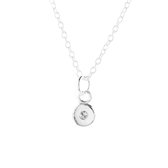 Jewelryz | Ketting met steentje rond | 925 zilver met Swarovski | Halsketting Dames Sterling Zilver | 50 cm