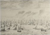 De zeeslag bij Terheide, Willem van de Velde - Foto op Forex - 160 x 120 cm