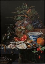 Stilleven met vruchten, oesters en een porseleinen kom, Abraham Mignon - Foto op Forex - 90 x 120 cm