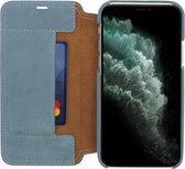 Minim Apple iPhone 11 Pro Hoesje Echt Leer Book Case Licht Blauw