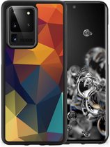 Doorzichtig Hoesje Samsung Galaxy S20 Ultra Siliconen Back Cover met Zwarte rand Polygon Color