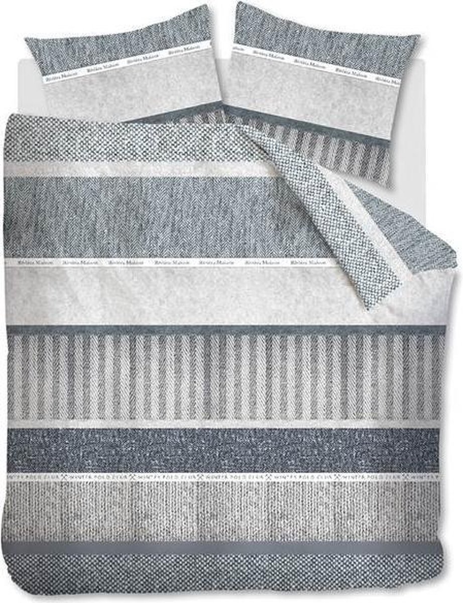 Riviera Maison Winterclub dekbedovertrek - Tweepersoons - 200x200/220 - Blauw