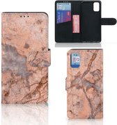 Wallet Book Case Samsung Galaxy A41 Telefoon Hoesje Marmer Oranje