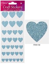 Oaktree - Stickers Glitter Hartjes Licht Blauw Assorti (per vel)