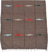 Mexicaanse deken - plaid - Indiaans motief - gerecycled acryl - 200 x 125 cm - Bruin - QEXZZ0brown
